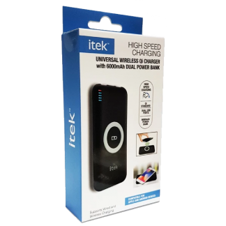 iTek Wireless High Speed QI Charger With 6000mAh Dual Power Bank